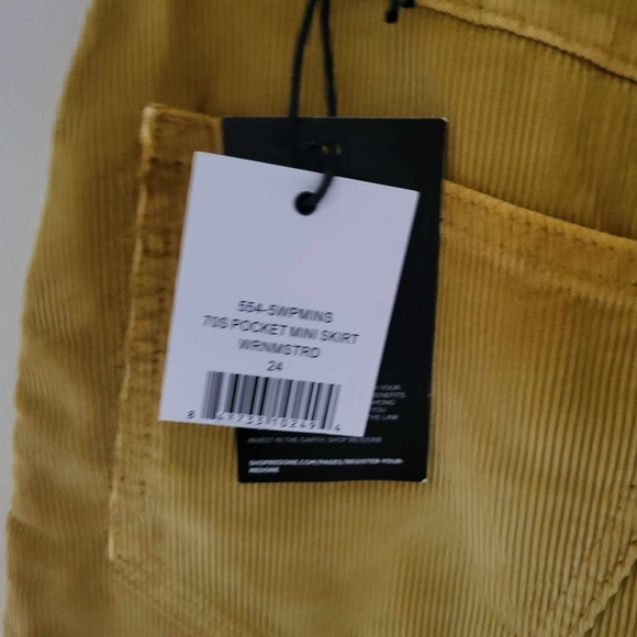 RE/DONE NWT  SZ 24 MINI SKIRT YELLOW 70S POCKET CORDUROY - Picture 4 of 7